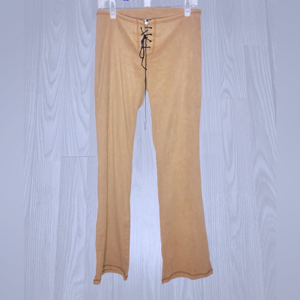 Cello Tan Lace-Up Boot Cut Pants